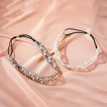 

Pearl lace Women Bath Shower Cosmetic Hair Bands Wrap Face Washing Makeup Headbands Turban Soft Toweling SPA Salon Accessories