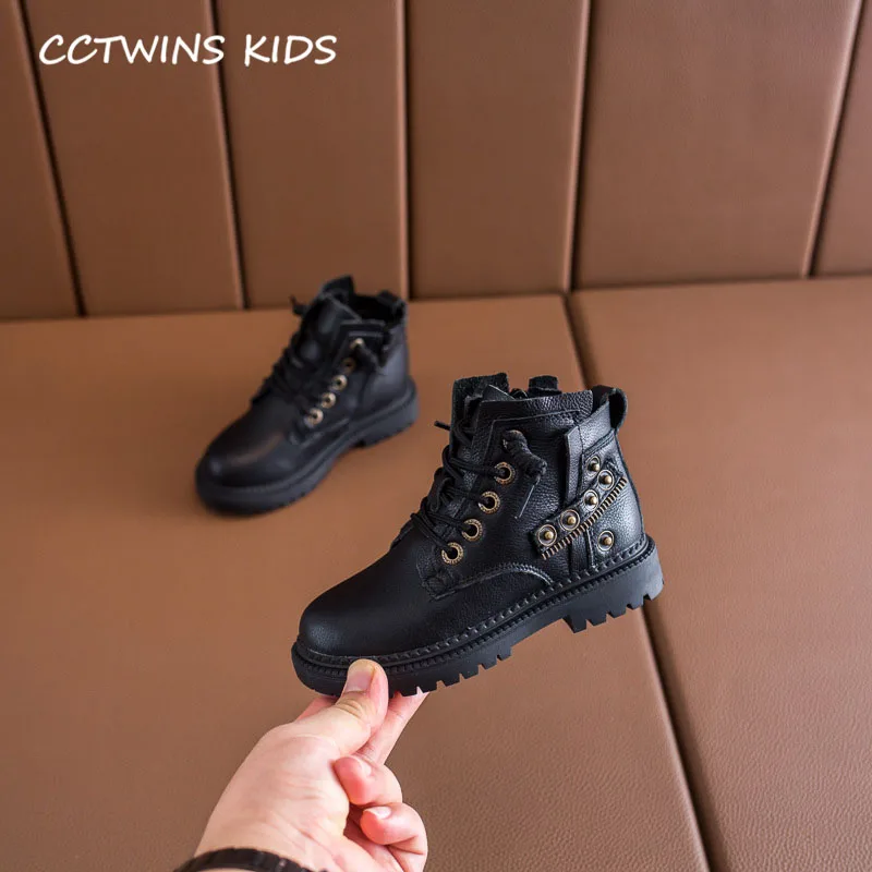 CCTWINS/детская обувь; коллекция года; осенние детские кроссовки из натуральной кожи; высокие кроссовки для маленьких мальчиков; спортивная обувь для девочек; FH2590 - Цвет: Черный