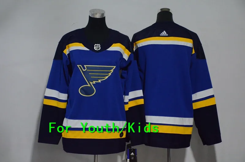 Молодежная вышивка прошитая св. Луи#91 Vladimir Tarasenko 10 Brayden Schenn 27 Alex Pietrangelo Kids Jersey - Цвет: Синий