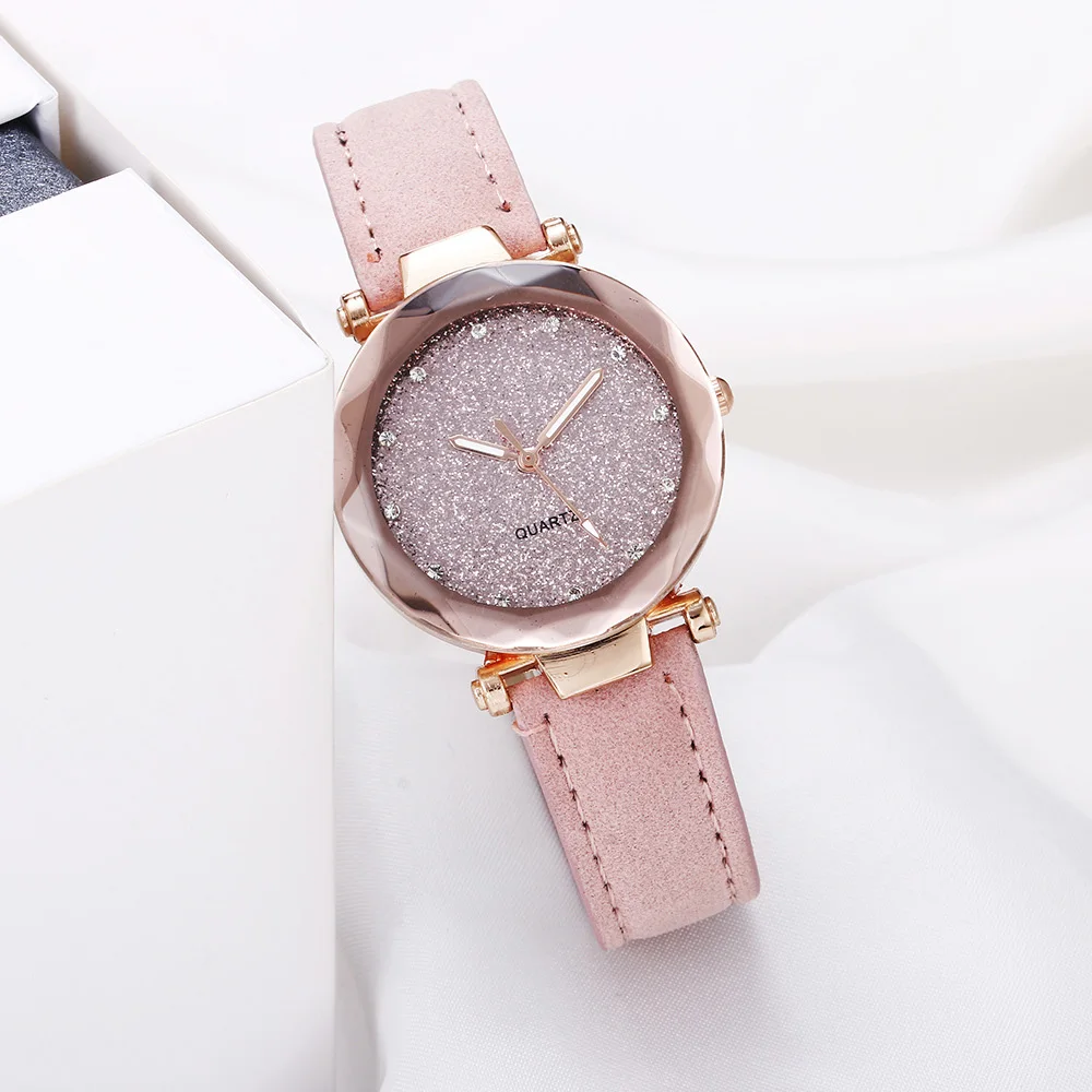 

Casual Women Wrist Watch Quartz Romantic Starry Sky Female Watch Leather Rhinestone Designer Ladies Clock Simple Gfit