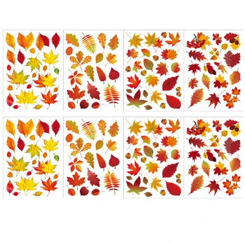 

8pcs/set Long Lasting Wall Art Universal Removable PVC Window Clings No Glue DIY Static Sticker Home Decor Autumn Maple Leaves