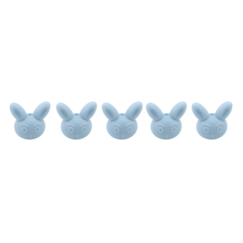 Голова кролика силиконовые бисер ребенок прорезывание зубов Прорезыватель для зубов 5 шт./упак. бусы, не содержат Бисфенол А делая жевать игрушка Уход за младенцем продукты - Цвет: Light blue