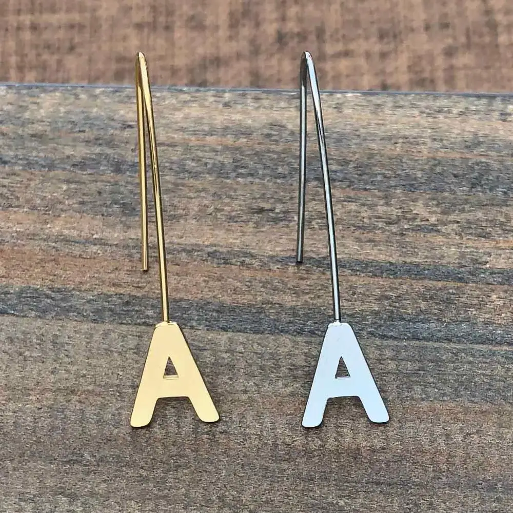 Алфавит серьги из нержавеющей стали шестигранная Геометрическая