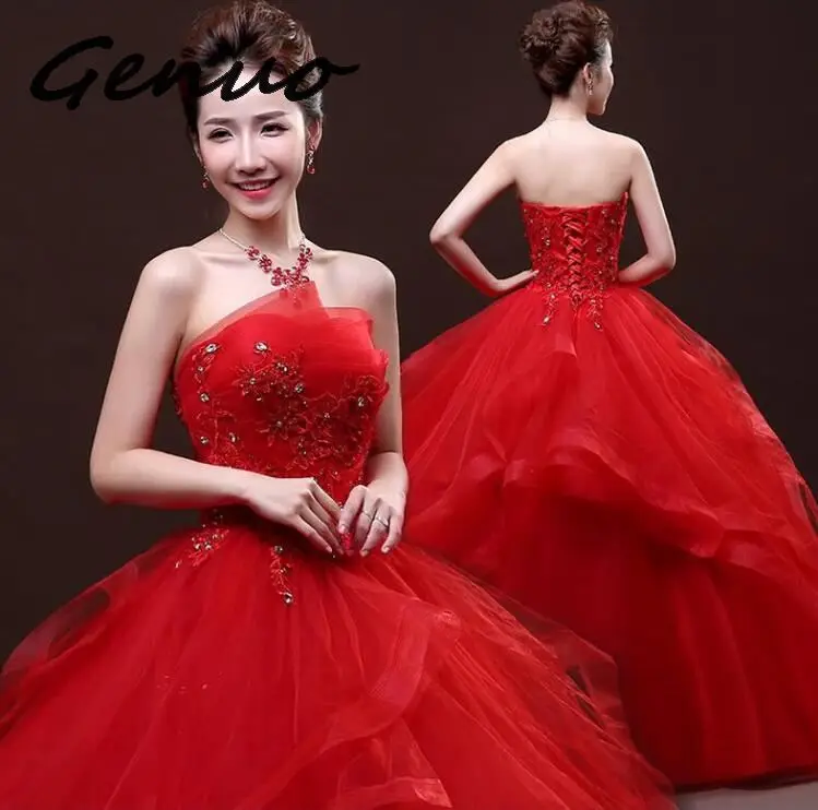 Genuo новые аппликации жемчуг Винтаж Белый Vestido De Novia Vestidos De Noivas размера плюс без бретелек Abiti Da Ballo Da Sposa