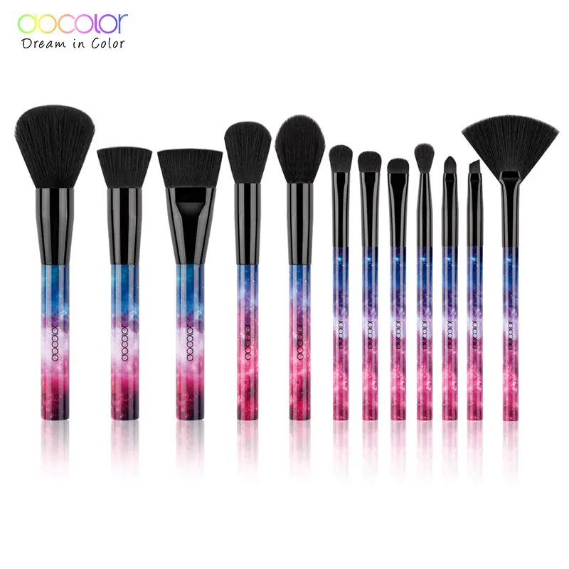 Billige Docolor Pinsel 12 stücke Make Up Pinsel Set Professional Beauty Make Up Pinsel Foundation Powder Blushes Synthetische Haar