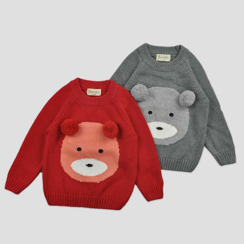 Baby Boys Pure Cotton Cartoon Bear Baby Sweater Autumn Winter Girls Kids Sweater Children Casual Boys Clothing 2-8 Year