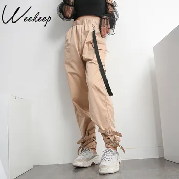 

2020 Sexy High Waist Adjustable Pants Women Loose Elastic Wasit Cargo Pants Fashion Streetwear Trousers 2018 Women Pencil Pants