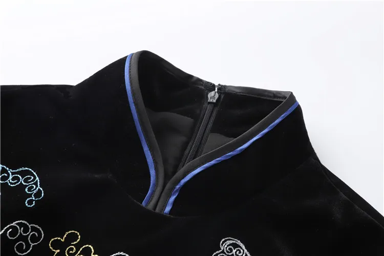 Платье размера XXXL Vestidos, Осенние стильные вечерние винтажные платья, женское роскошное платье до середины икры с вышивкой, элегантное вельветовое платье 50s