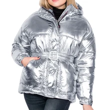 Sfit зимние пальто для девочек парка длинная стеганая куртка-пузырь с поясом Женская модная плотная верхняя одежда