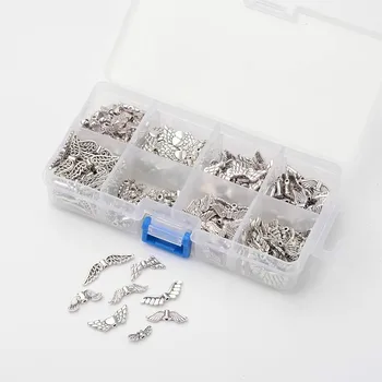 

160 Pcs Tibetan Silver Alloy Angel Wing Charm Spacer Beads 8 Styles for Jewelry Making -t