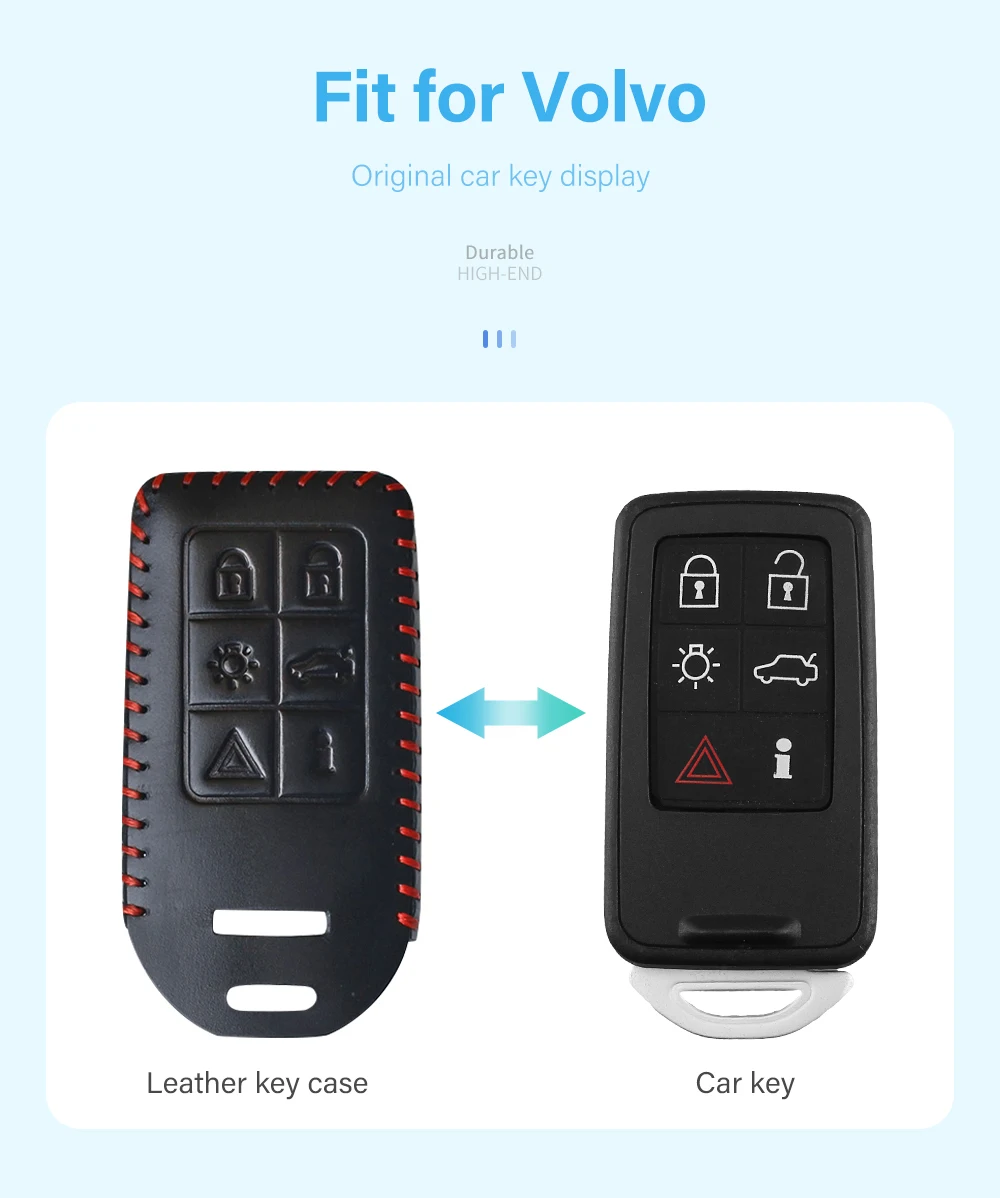Брелок для ключей KEYYOU из натуральной кожи с дистанционным управлением для автомобиля, чехол для Volvo S60 S80 V60 XC60 3 кнопки умный ключ чехол