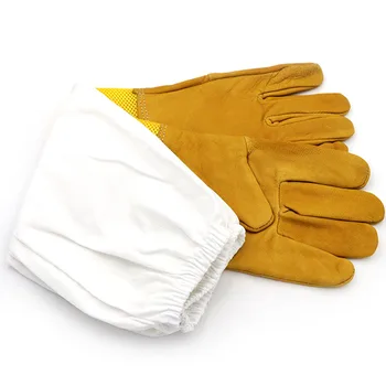 

NEWEST A Pair of Protective Beekeeping Gloves Net Goatskin Bee Keeping Vented Long Sleeves Beekeeping Equipment Anti-bee Gloves
