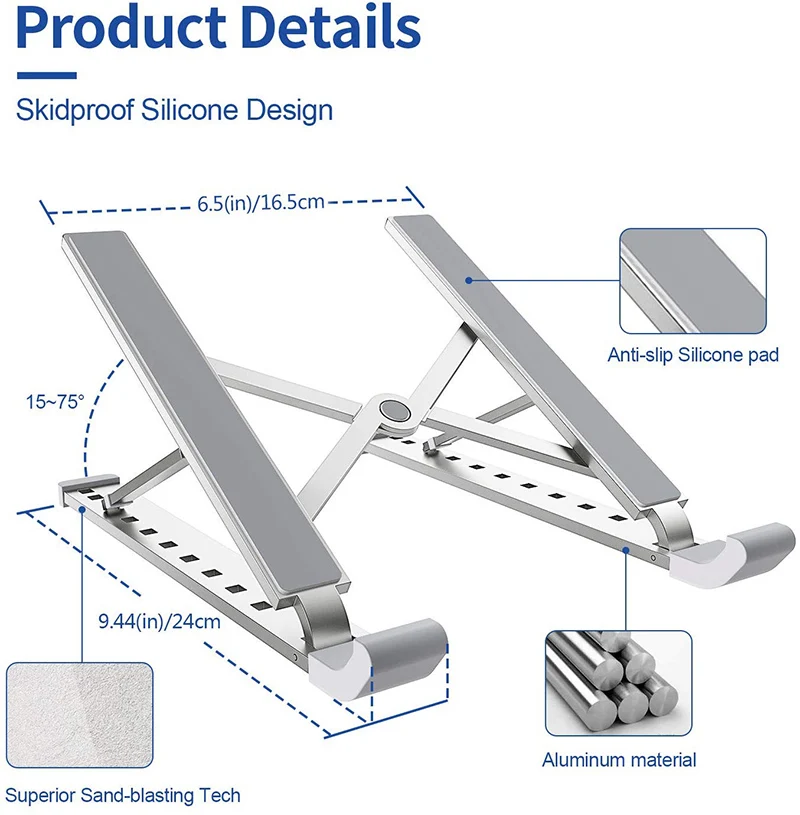 Держатели для ноутбуков, регулируемый портативный держатель для ноутбука стол для MacBook Pro Air lenovo hp ASUS Dell более 10-15,6 дюймов планшеты для ноутбуков
