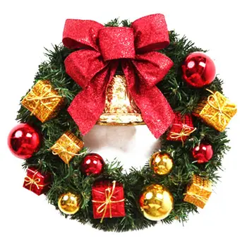 

12 Inches Christmas Bow-knot Wreath Golden Dell Decor For Holiday Party ,Door Wreath For Front Door dropship*