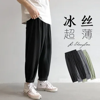 

L Autumn Thin Viscose Pants Male Loose Hong Kong Style Skinny Men