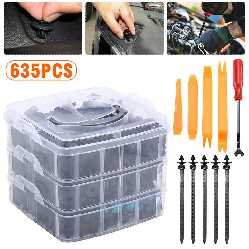 

Auto Fastener Clip 635pcs 16 size Mixed Car Body Push Retainer Pin Rivet Bumper Door Trim Panel Damaged Clip Replacement