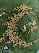 Conjunto de joyería nupcial para mujer, conjunto de collar para mujer, pendientes africanos, anillos indios, pulsera de oro de Dubái, accesorios de boda al por mayor