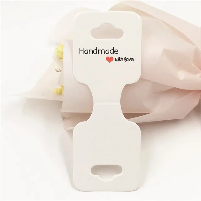 50pcs 9x3.5cm Necklace Bracelet Folding Card Jewelry Display Bracelet Flower Print Label Price Tag Cardboard DIY Gift Packaging 1