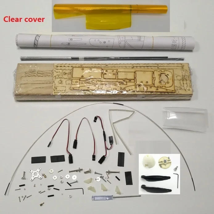 Clear Kit with Cover 1550 мм DIY Balsa RC планер комплект желтый или белый на выбор DBRGK01 - Цвет: Clear Kit with Cover