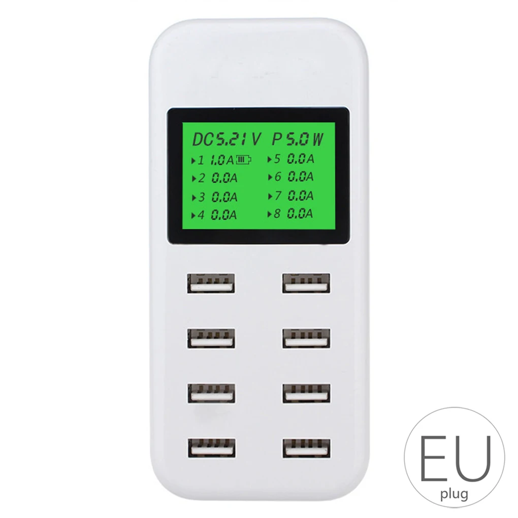 8 usb портов мобильного телефона планшета 2.4A Универсальное зарядное устройство ЖК-дисплей Напряжение тока экран зарядки адаптер