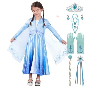 

MUABABY Girls New Elsa 2 Princess Dress Up Coats Long Sleeve Snow Queen Party Winged Clothes Classic Halloween Fancy Costume
