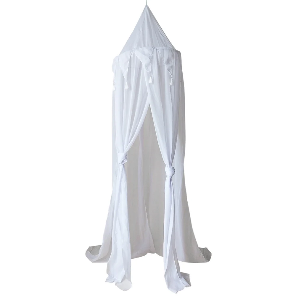 White Sweet Princess Kids Bed Hanging Dome Mosquito Net Round Play Tent Baby Crib Canopy Bedcover Curtain Children Room Home Decor - Цвет: White