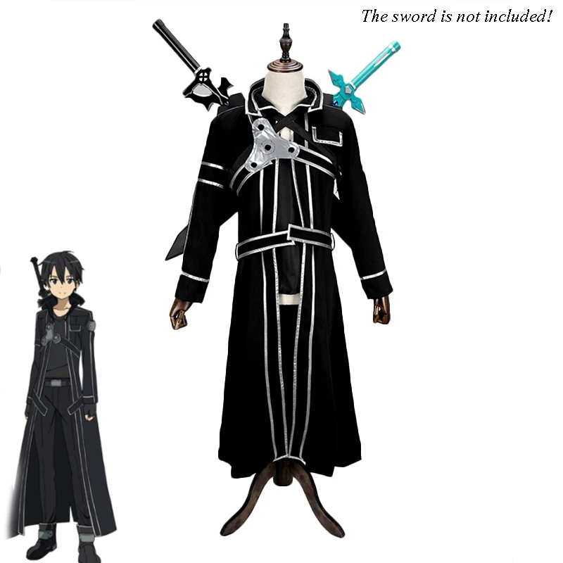 Аниме Sword Art Online SAO Kirito Kirigayae костюмы для косплея длинное пальто полный комплект