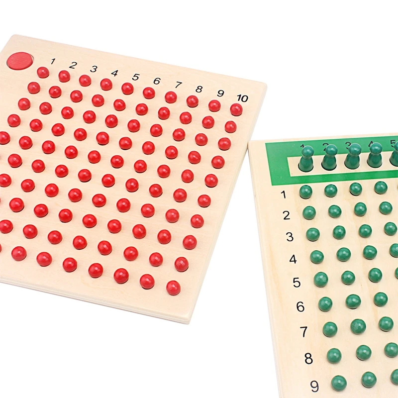 Montessori Wooden Toys Multiplication Board & Unit Division Board with Green Skittles Mathematics Toys Tables of Arithmetic Gift 5