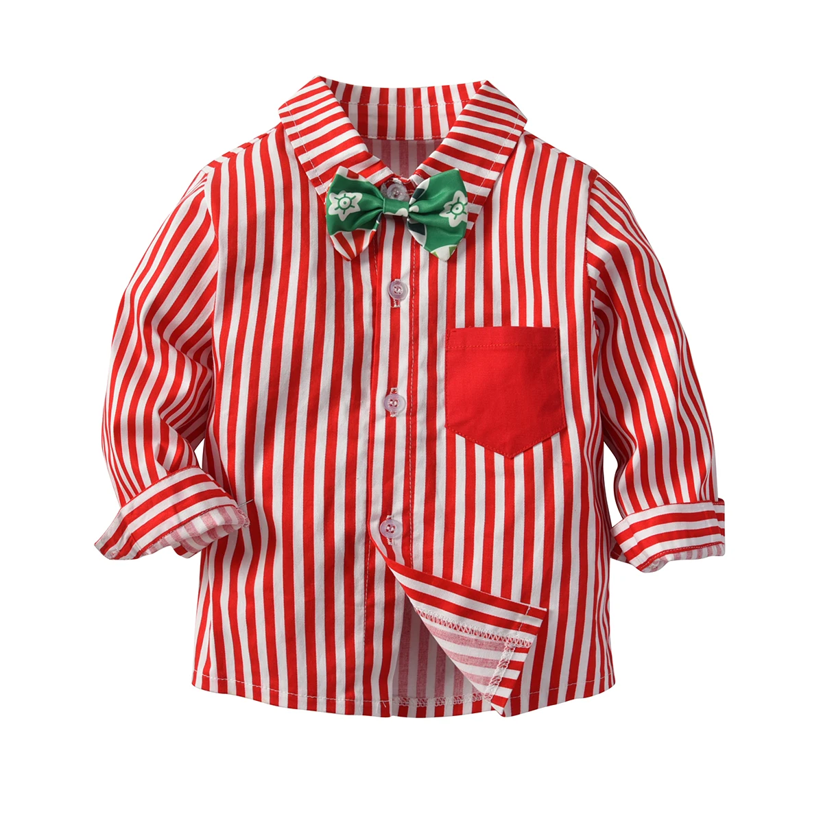 Детский Рождественский костюм из 2 предметов для маленьких мальчиков и От 6 месяцев до 4 лет Топы в полоску+ галстук-бабочка+ штаны на подтяжках