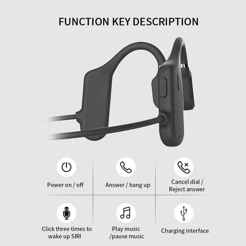 DYY-1 Bone Conduction Headphones Wireless Bluetooth 5.0 Earphones Ear Hook Comfortable IPX6 Waterproof Sports Headset With Mic