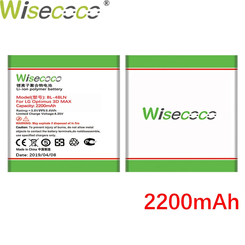 Wisecoco 2200 мАч BL-48LN батарея для LG Optimus 3D MAX P720 P725 Elite LS696 myTouch Q C800 SU870 телефон+ номер отслеживания