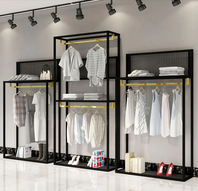 Estantes de tienda de ropa para mujer, simple, alto y bajo, estante de  ventana - AliExpress