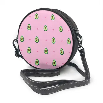 

OLN Circular Design Fashion Women Shoulder Bag Cute Avocado And Hearts Women's Crossbody Messenger Bags Ladies Purse