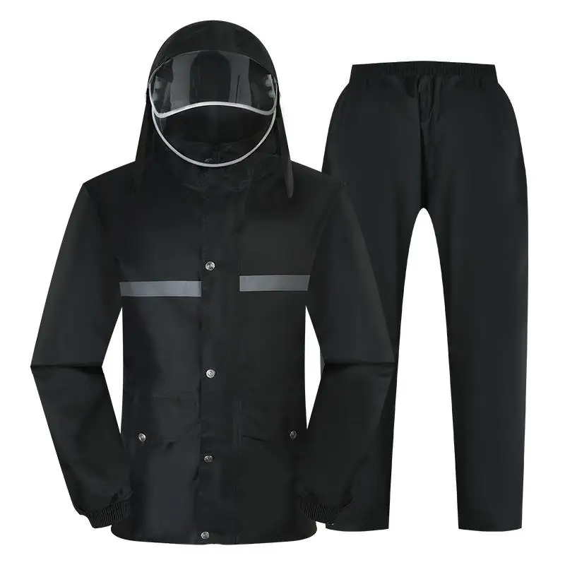 

Men Raincoat Hood Set Hiking Motorcycle Rainwear Waterproof Impermeable Lightweight Plastic Outdoor Unisex Adult Raincoat KK60YY