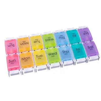 

7 Day Tablet Pill Box Holder 14 Grids Weekly Medicine Storage Organizer Case