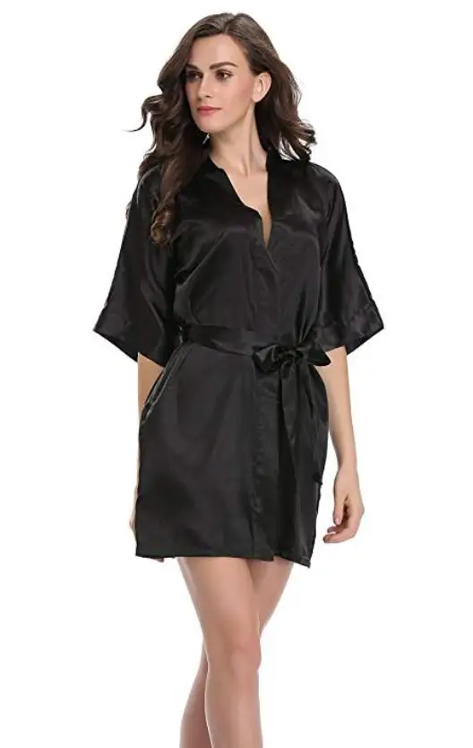 Satin Robes Short Kimono bathrobe Women's Simplicity Pajamas Wedding Party women sleepwear sleepwear pajamas bride robes silk robe women dress