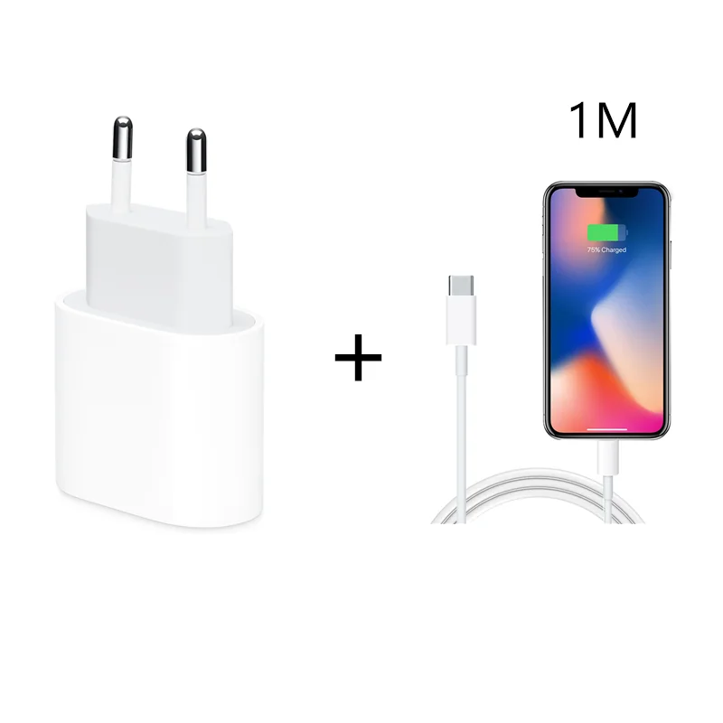 Оригинальное быстрое зарядное устройство 18 Вт PD для Apple iphone 11 Pro Max XS XR 7 8 Plus iPad подлинный кабель usb type-C адаптер для быстрой зарядки - Тип штекера: EU Charger 1M Cable