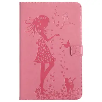 

Fashion Girl Cat Embossed Pattern Tablet Case for Samsung Galaxy Tab A SM-T580 SM-T585 10.1 Inch 2016 Flip Stand Cover Coque+pen