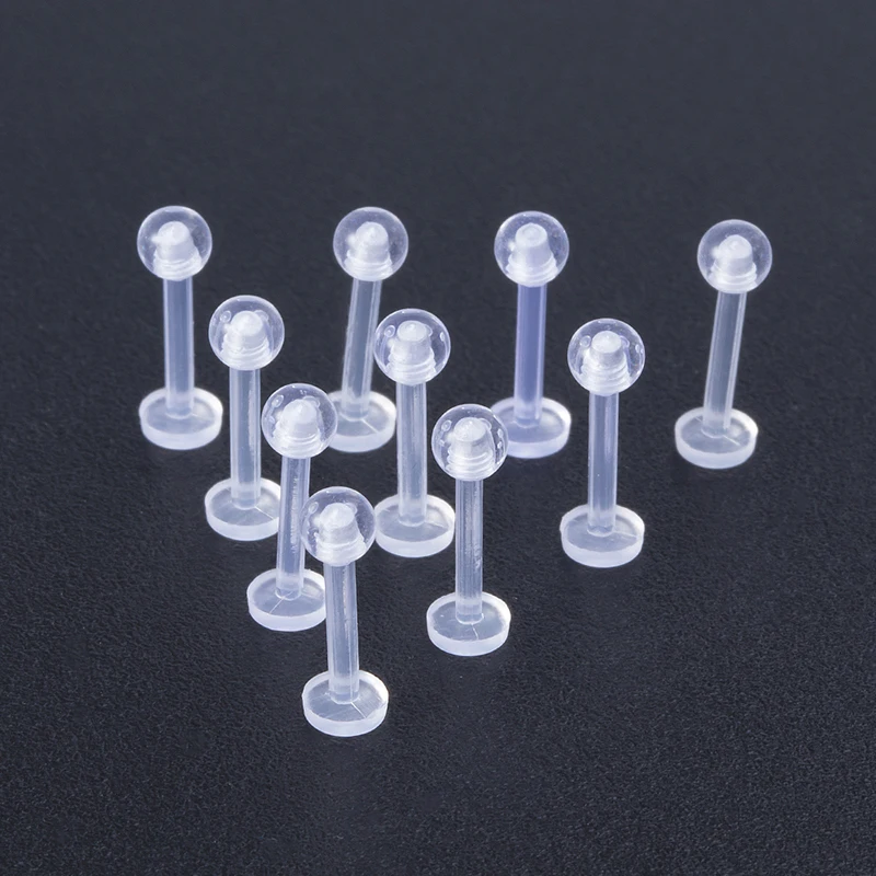 Lot De 10 Anneaux De Lèvre Bioflex - Pour Labret, Tragus, Cartilage - Bijoux Percing Souple
