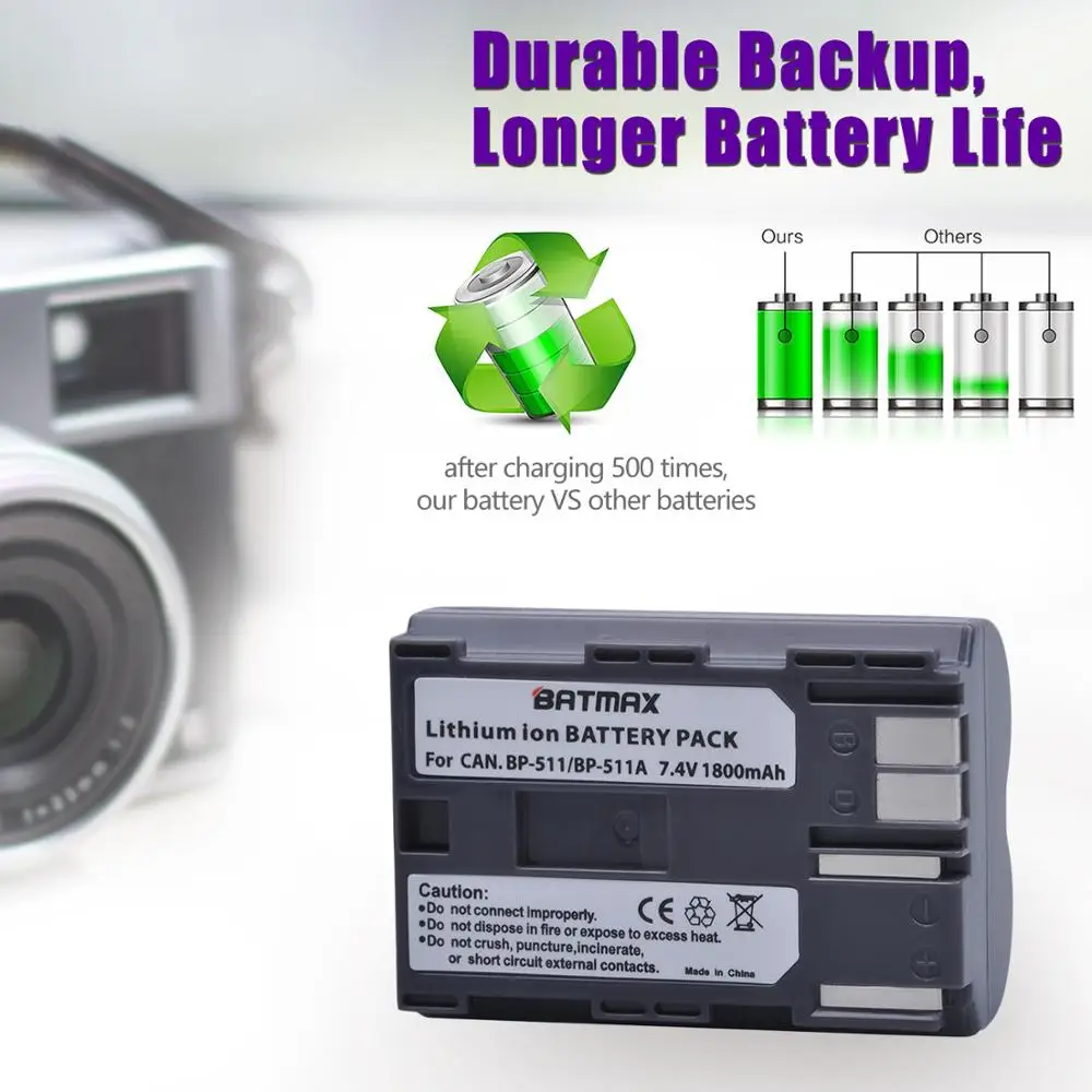 Аккумулятор 4X светодиодный BP 511 511A BP511 BP511A двойное зарядное устройство USB для Canon EOS