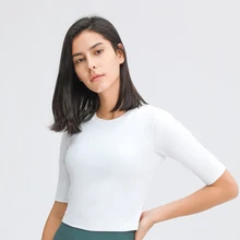 Nepoagym WELLLIFE Light Compression Women Workout Crop Top Naked Feel Short Sleeve Running Athletic Shirt Stretchy Yoga Tops