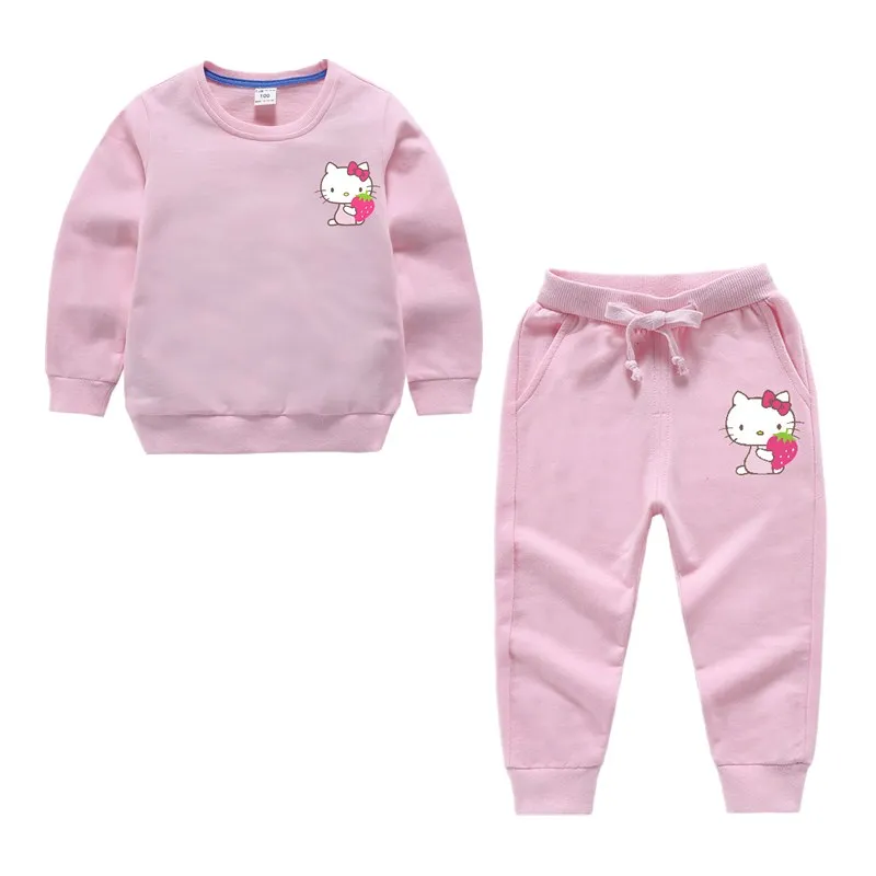 

Hello Kitty Kids Girls Clothes Sets Sport Suit Cotton Sweatshirt + Pants 2PCS Autumn Baby Toddler Outfits Children Clothing Set