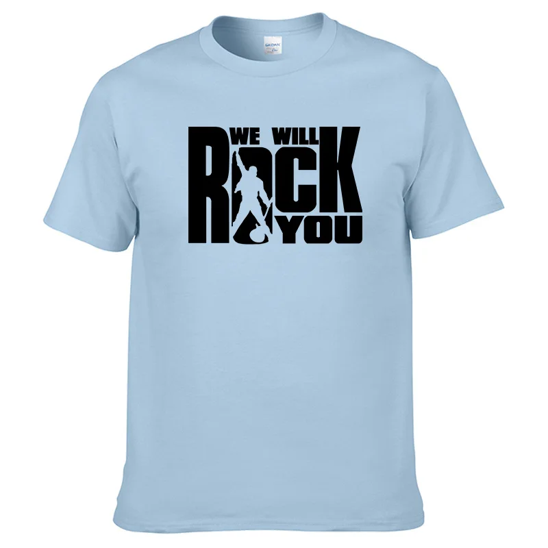 Летняя футболка с надписью «We will rock you», футболка в рок-стиле с короткими рукавами, одежда для королевы Харадзюку, рок-группа, унисекс, горячая Распродажа, топы из хлопка#179