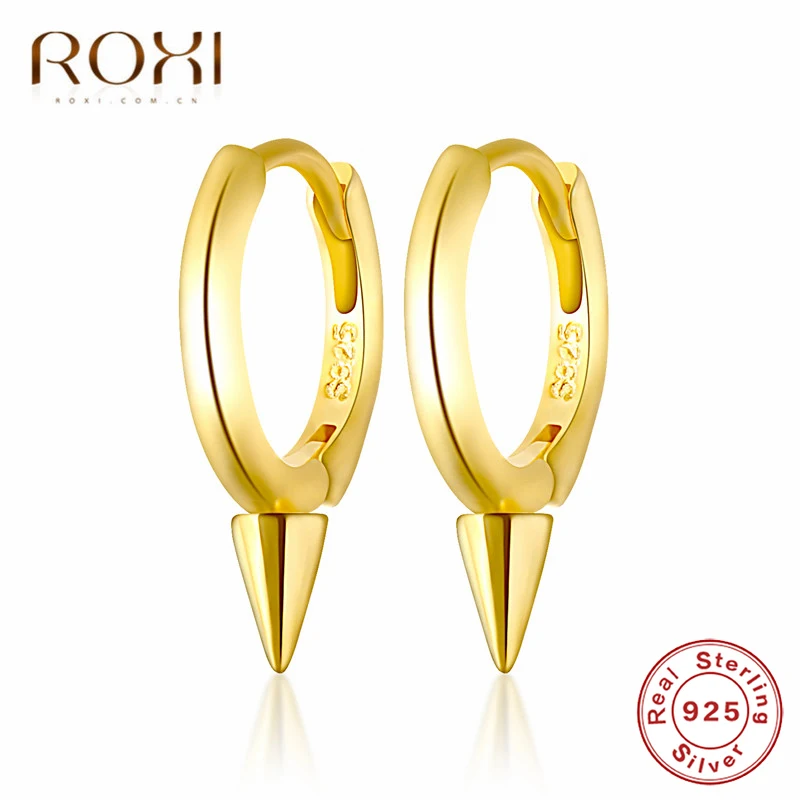 ROXI, 925 пробы, серебряные, с заклепками, маленькие серьги-гвоздики для женщин и мужчин, в стиле панк, Huggie, ювелирное изделие, маленький спиральный для хряща, серьги