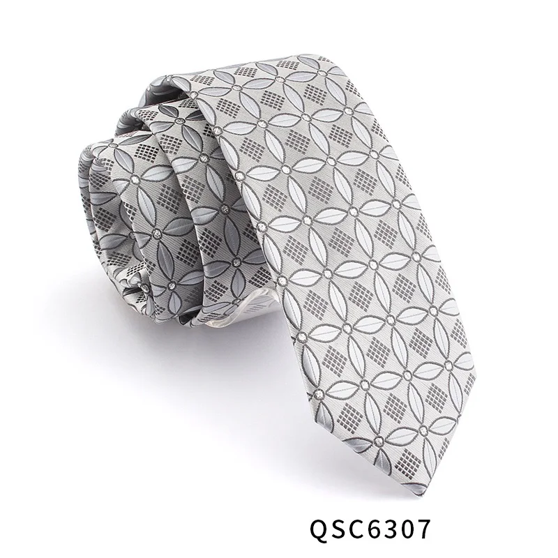 QSC6307 Высокое качество новые дизайнерские бренды модные деловые повседневные 7 см тонкие галстуки для мужчин галстук пейсли полосатый с подарочной коробкой - Цвет: QSC6307