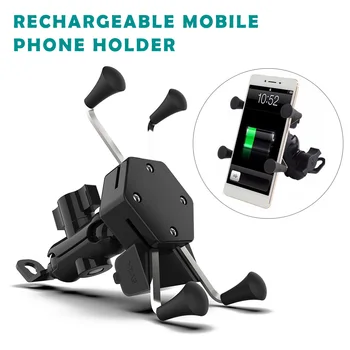 

KISSCASE Motorcycle USB Charger Phone Holder Bracket Motorbike Rearview Mirror Cell Phone Mount Hoders Charger For iphone Huawei