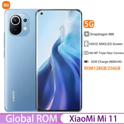 Original Global ROM Xiaomi Mi 11 5G Smartphone 128GB/256GB Snapdragon 888 Octa Core 120Hz AMOLED Screen 55W Fast Charger NFC