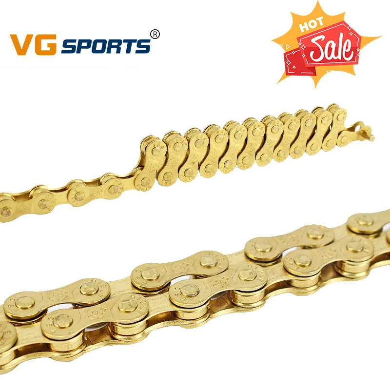 Perfect 8 Speed Bicycle Chain Gold 116L Bike Chain 24 Speed Solid Paltes Mountain Road Bike Chains 8S Ultralight 309g Boxed F80 0