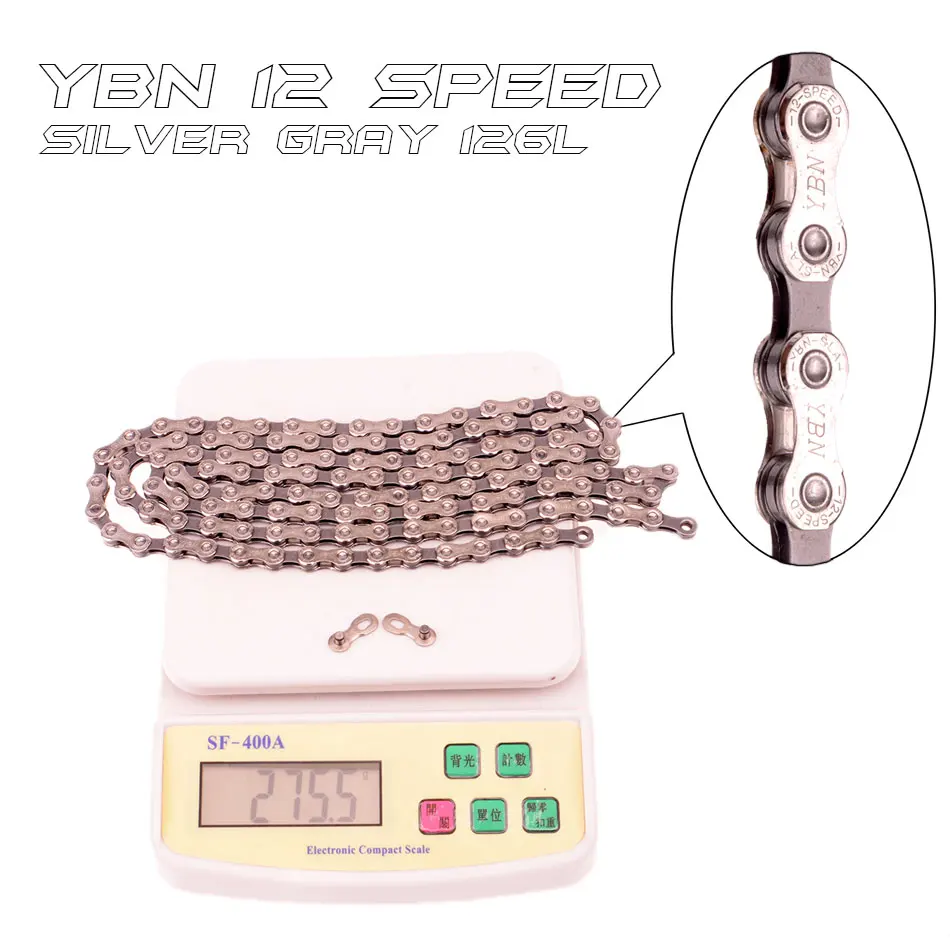 YBN X12L x10 x10sl x9sl x11sl велосипедная цепь 9 10 11s Золотой горный шоссейный велосипед sram SHIMANO 116 Длина велосипедная цепь - Цвет: 12S silver 126L