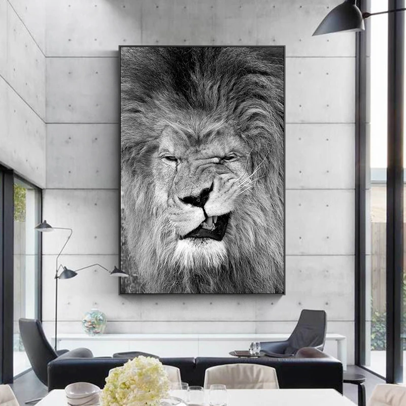 African Lion Made in Italy Canvas and Poster Print Wall Art Stretched or Rolled